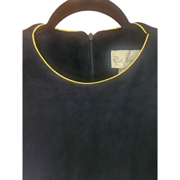 Ruth Norman Neiman Marcus Black Velvet Tunic Top Vintage 60's Sz L - Picture 6 of 11